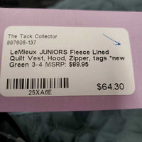 "ELSIE" JUNIORS Fleece Lined Quilt Vest, Hood, Zipper, Reversible, tags *new

