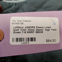 "ELSIE" JUNIORS Fleece Lined Quilt Vest, Hood, Zipper, Reversible, tags *new
