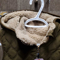 Young Rider "ELOISE" JUNIORS Fleece Lined Quilt Vest, Hood, Zipper, Reversible, tags *new
