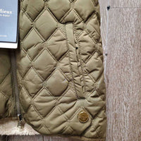 Young Rider "ELOISE" JUNIORS Fleece Lined Quilt Vest, Hood, Zipper, Reversible, tags *new