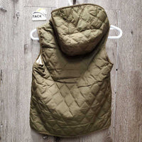 Young Rider "ELOISE" JUNIORS Fleece Lined Quilt Vest, Hood, Zipper, Reversible, tags *new