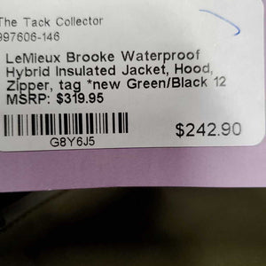 Brooke Waterproof Hybrid Insulated Jacket, Hood, Zipper, tag *new