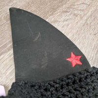 Crochet Ear Bonnet Fly Veil, Sound Proof Ears, x2 bling, Grey Drawstring Bag *gc, dirty, hairy, faded, unstitched back edge
