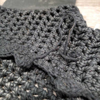 Crochet Ear Bonnet Fly Veil, Sound Proof Ears, x2 bling, Grey Drawstring Bag *gc, dirty, hairy, faded, unstitched back edge