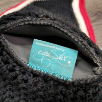 Crochet Ear Bonnet Fly Veil, Sound Proof Ears, x2 bling, Grey Drawstring Bag *gc, dirty, hairy, faded, unstitched back edge
