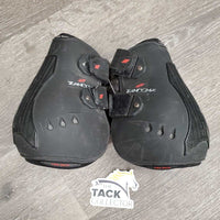 Hind Boots, velcro *gc, clean, scratches, scuffs, older, velcro: frays, hairy, rubs lining: stains, residue, pills
