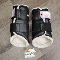 Pr Front Closed Boots, Fleece Lined, velcro *gc, clean, clumpy, mnr dingy, dirt, undone stitching
