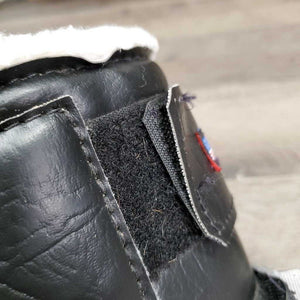 Pr Front Closed Boots, Fleece Lined, velcro *gc, clean, clumpy, mnr dingy, dirt, undone stitching