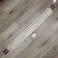 Cotton & Nylon Web Fleece Girth, x2 els, D Ring *gc/fair, torn elastic, holey & thin edges, clean, clumpy
