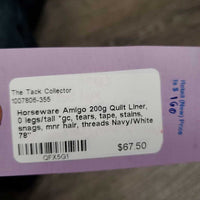 200g Quilt Liner, 0 legs/tail *gc, tears, tape, stains, snags, mnr hair, threads
