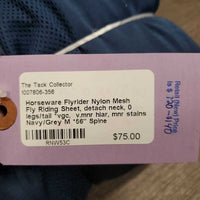 Nylon Mesh Fly Riding Sheet, detach neck, 0 legs/tail *vgc, v.mnr hiar, mnr stains
