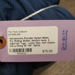 Nylon Mesh Fly Riding Sheet, detach neck, 0 legs/tail *vgc, v.mnr hiar, mnr stains