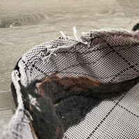 Hvy Mesh Fly Mask *gc/fair, clean, frayed edges, large rip/unstitched edge, clumpy
