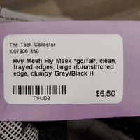 Hvy Mesh Fly Mask *gc/fair, clean, frayed edges, large rip/unstitched edge, clumpy