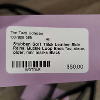 Soft Thick Leather Side Reins, Buckle Loop Ends *xc, clean, older, mnr marks
