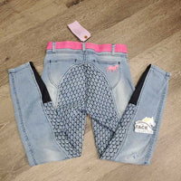 JUNIORS Denim Sticky Full Seat Breeches, bling *gc, stains?paint
