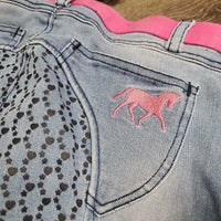 JUNIORS Denim Sticky Full Seat Breeches, bling *gc, stains?paint
