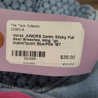 JUNIORS Denim Sticky Full Seat Breeches, bling *gc, stains?paint
