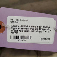 JUNIORS Euro Seat Riding Tight Breeches, Pull On, Drawstring Waist *gc, rubs, hair, dingy
