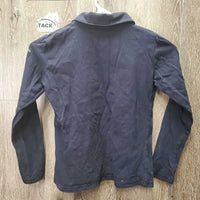 JUNIORS LS Polo Shirt, 1/4 Button Up *vgc, mnr seam puckers, fading, rubs & hair