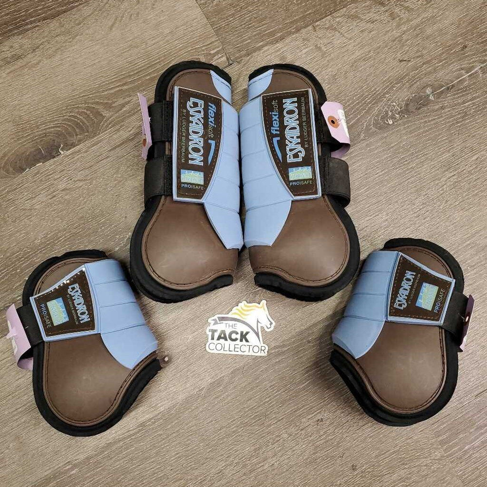 Open Front & Hind Boots, velcro *gc, clean & dirty, scrapes, stains, curled edges