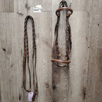 Rsd Bridle, Braided Reins *gc, dirty, rubs, edge scrapes, xholes, loose keepers, stiff
