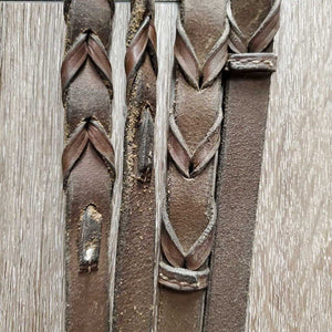 Rsd Bridle, Braided Reins *gc, dirty, rubs, edge scrapes, xholes, loose keepers, stiff