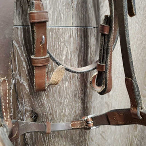 Rsd Bridle, Braided Reins *gc, dirty, rubs, edge scrapes, xholes, loose keepers, stiff