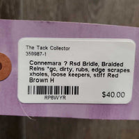 Rsd Bridle, Braided Reins *gc, dirty, rubs, edge scrapes, xholes, loose keepers, stiff
