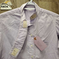 SS Show Shirt, attached Velcro Collar *gc/fair, older, seam puckers, v.hairy, linty & pilly, frayed tag
