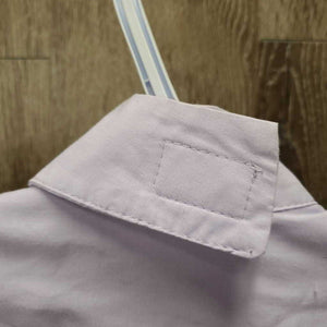 SS Show Shirt, attached Velcro Collar *gc/fair, older, seam puckers, v.hairy, linty & pilly, frayed tag