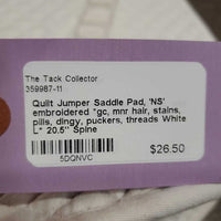 Quilt Jumper Saddle Pad, 'NS' embroidered *gc, mnr hair, stains, pills, dingy, puckers, threads