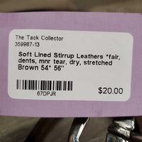Soft Lined Stirrup Leathers *fair, dents, mnr tear, dry, stretched

