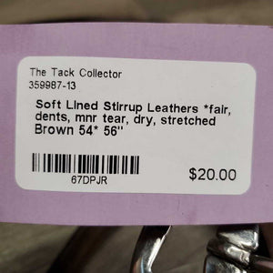 Soft Lined Stirrup Leathers *fair, dents, mnr tear, dry, stretched