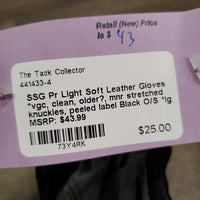 Pr Light Soft Leather Gloves *vgc, clean, older?, mnr stretched knuckles, peeled label
