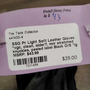 Pr Light Soft Leather Gloves *vgc, clean, older?, mnr stretched knuckles, peeled label