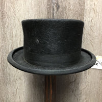 Vintage 100% Fine Fur Felt Dressage Top Hat, Plastic Storage Box *xc, clean, mnr thread Box: duisty, scratches
