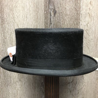Vintage 100% Fine Fur Felt Dressage Top Hat, Plastic Storage Box *xc, clean, mnr thread Box: duisty, scratches
