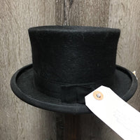 Vintage 100% Fine Fur Felt Dressage Top Hat, Plastic Storage Box *xc, clean, mnr thread Box: duisty, scratches
