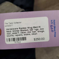Med Hi Neck Winter Blanket, tail *vgc, mnr wpf, older?, clean, mnr hair, snags, scuffs, repairs, stains, clean

