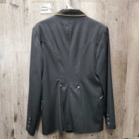 Dressage Show Coat, velvet collar *gc/fair, collar: rubbed & thin, frayed top lining, faded, older, lining rubs & rips *ADJUSTED

