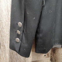 Dressage Show Coat, velvet collar *gc/fair, collar: rubbed & thin, frayed top lining, faded, older, lining rubs & rips *ADJUSTED
