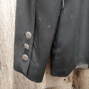 Dressage Show Coat, velvet collar *gc/fair, collar: rubbed & thin, frayed top lining, faded, older, lining rubs & rips *ADJUSTED