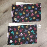 2 Thick Cotton Leg Quilts "scorpions" *vgc, clean, clumpy, pilly, dingy, threads, older
