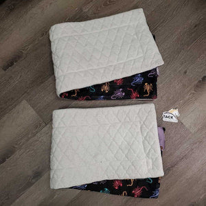 2 Thick Cotton Leg Quilts "scorpions" *vgc, clean, clumpy, pilly, dingy, threads, older
