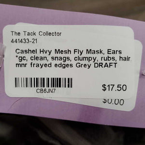 Hvy Mesh Fly Mask, Ears *gc, clean, snags, clumpy, rubs, hair, mnr frayed edges