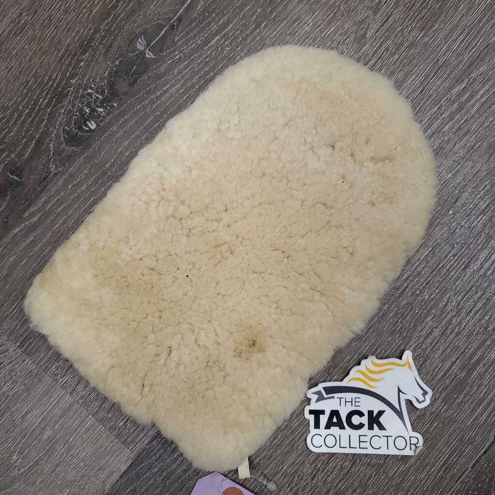 Sheepskin & Loofah Double Sided Grooming Mitt *vgc, mnr hair, dirt & stains