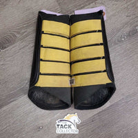 Pr Closed Hind Boots, velcro *gc/fair, older, faded, stains, hairy, torn, residue, dingy
