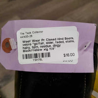 Pr Closed Hind Boots, velcro *gc/fair, older, faded, stains, hairy, torn, residue, dingy
