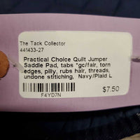 Quilt Jumper Saddle Pad, tabs *gc/fair, torn edges, pilly, rubs hair, threads, undone stitiching
